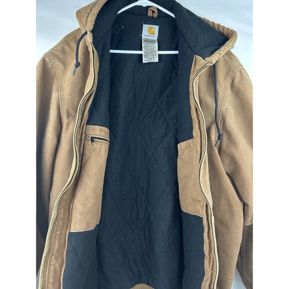 Vintage Carhartt J130 Hooded Coat Jacket Men's XL BRN Canvas Zip RN 14806 - Picture 11 of 12